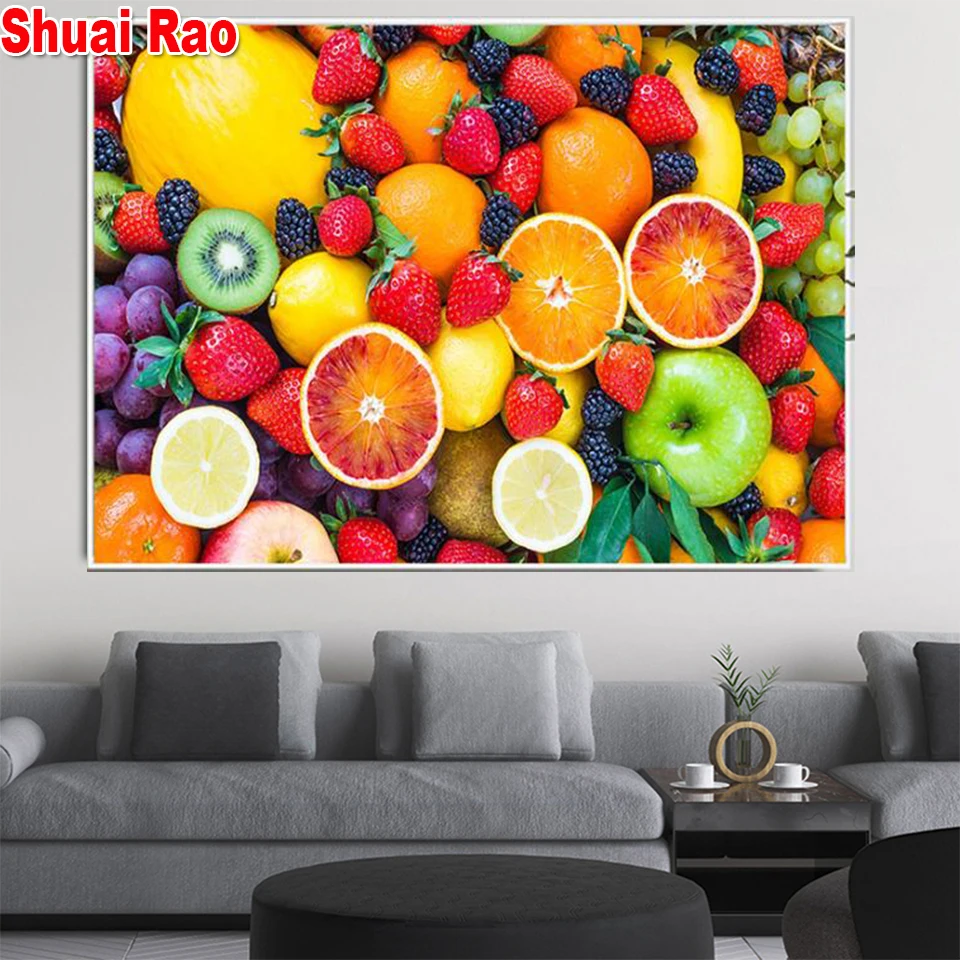 

diamond embroidery fresh fruit Food diamond painting full square round drill cross stitch still life restaurant decor mosaic art