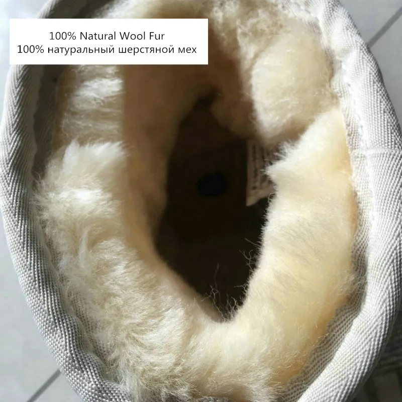 2019 Стразы зимние сапоги женская обувь теплые с натуральной шерстью Меховые