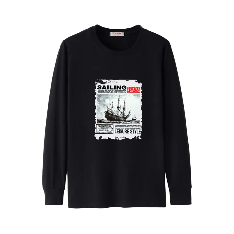 Парусный спорт футболка Для мужчин за Размеры бюст 136 см с длинными рукавами из