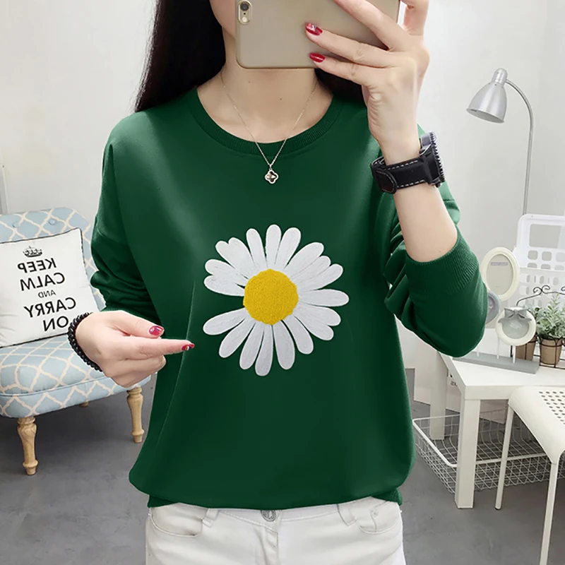 Женская весенне-осенняя Толстовка с длинным рукавом и цветочным принтом | одежда