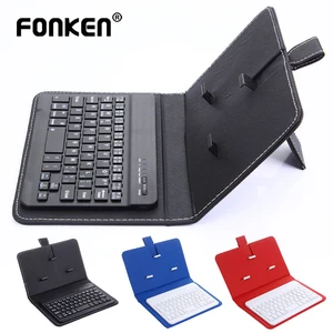 fonken wireless bluetooth keyboard for iphone huawei xiaomi tablet mini keyboard mobile phone gaming keyboard pu case support free global shipping