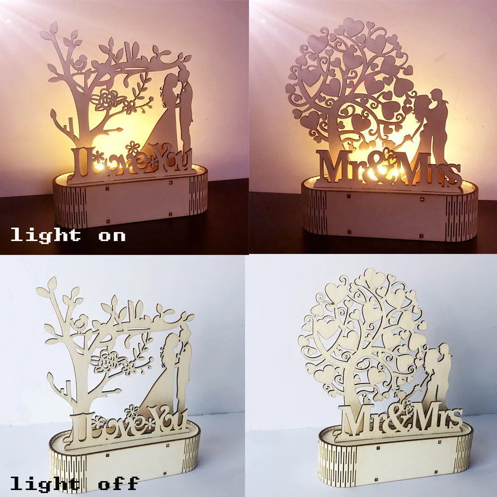 

Love Wooden Ornaments Decoration Rustic Wedding Battery LED Night Light Mr&Mrs Lamp Gifts Valentine Gift Birthday Day Crafts
