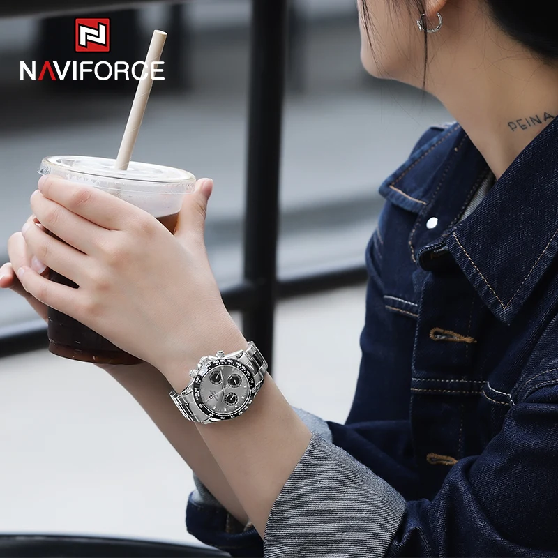 NAVIFORCE Top Brand Sports Quartz Watches Luxury Gold Stainless Steel Watch Male Waterproof Wrist Watch For  Men Reloj Hombre