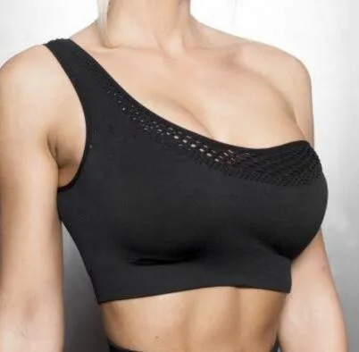 CB1191 black bra Женский спортивный костюм, комплект для йоги на одно плечо, бесшовный костюм для фитнеса, спортивный бюстгальтер для бега, штаны для йоги, леггинсы, женский костюм, одежда для спортзала - Цвет: CB1191 black bra