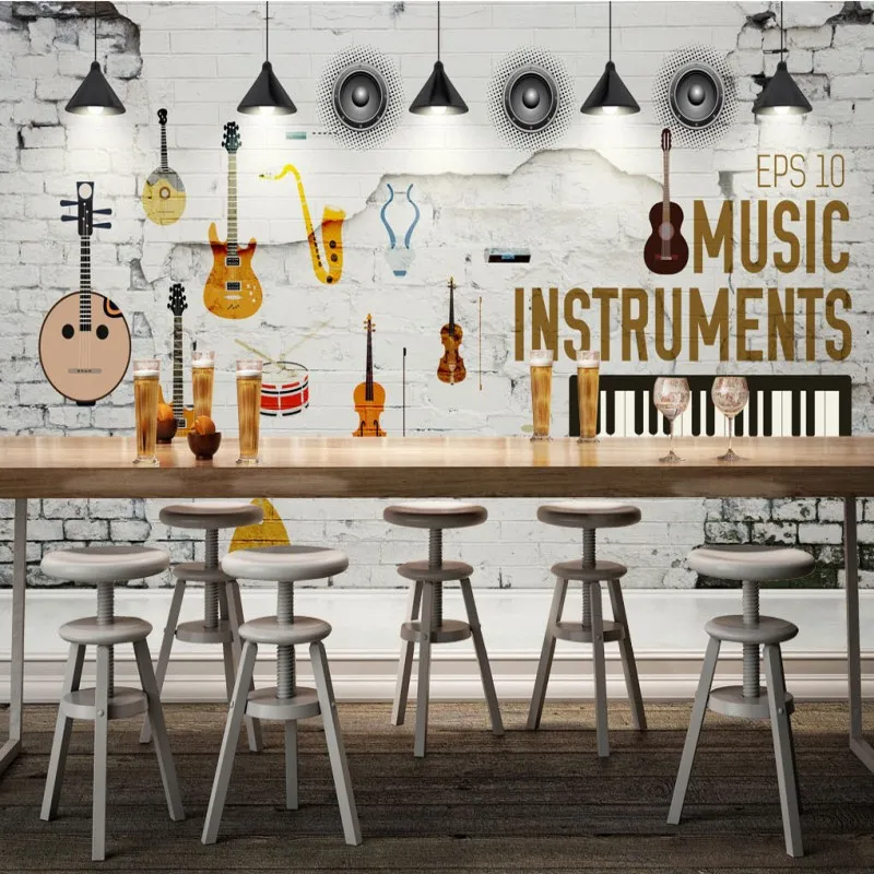 Винтажные обои в стиле ретро индивидуальные настенные 3d с музыкальными