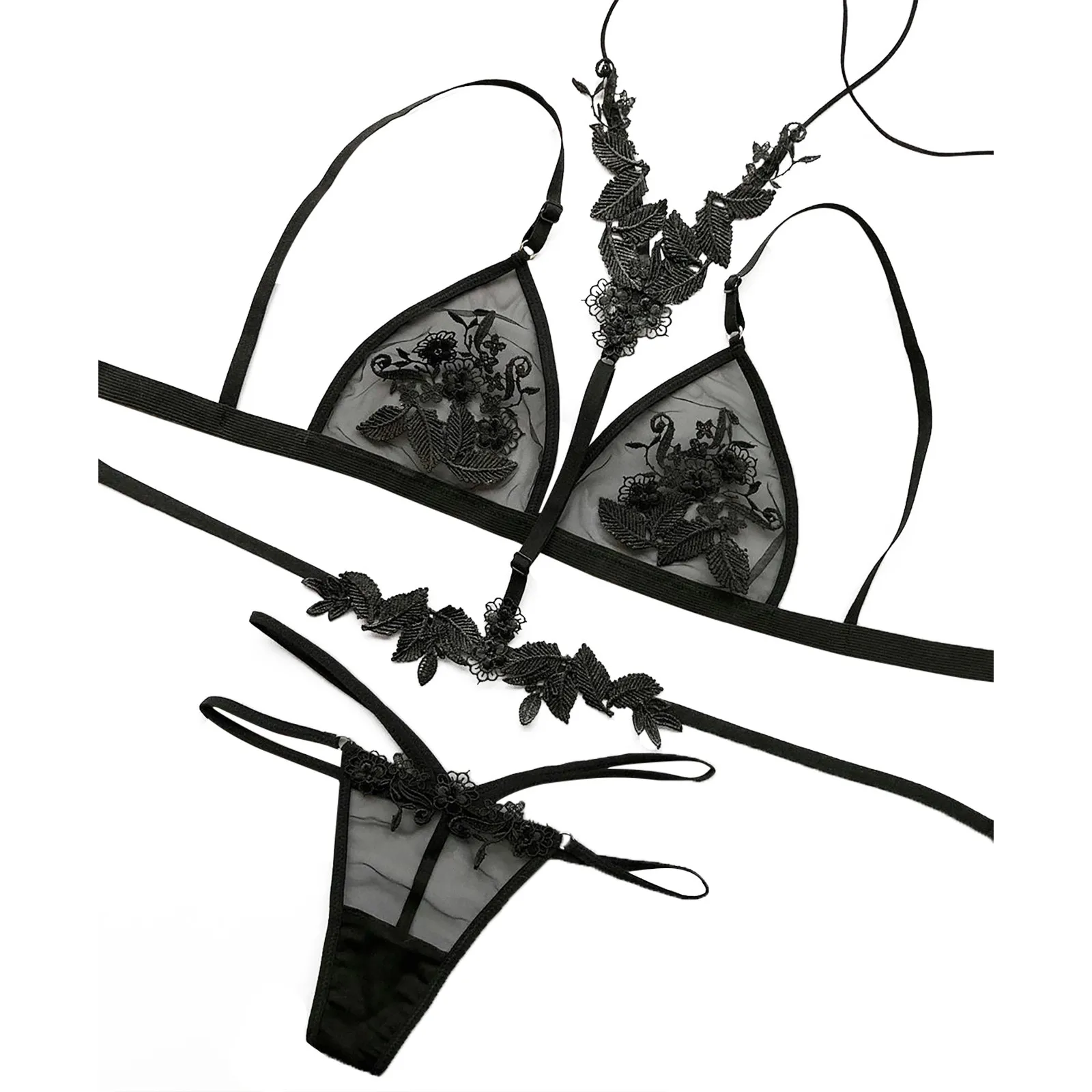 

Sexy Lace Lingerie Women Exquisite Mesh Bra Garter Briefs Set Babydolls Sexy Perspective Erotic Lingerie Porno Underwear Female