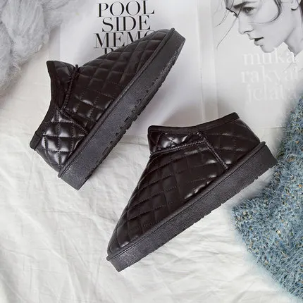 Зимние ботинки женские короткие кожаные туфли трубки Женская хлопковая обувь