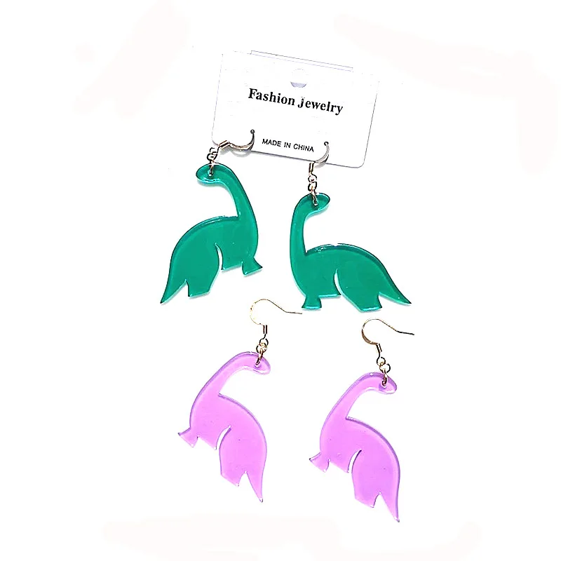 

Cute cartoon fashion women's acrylic earrings geometric transparent ancient creatures dinosaur pendant casual party animal earri