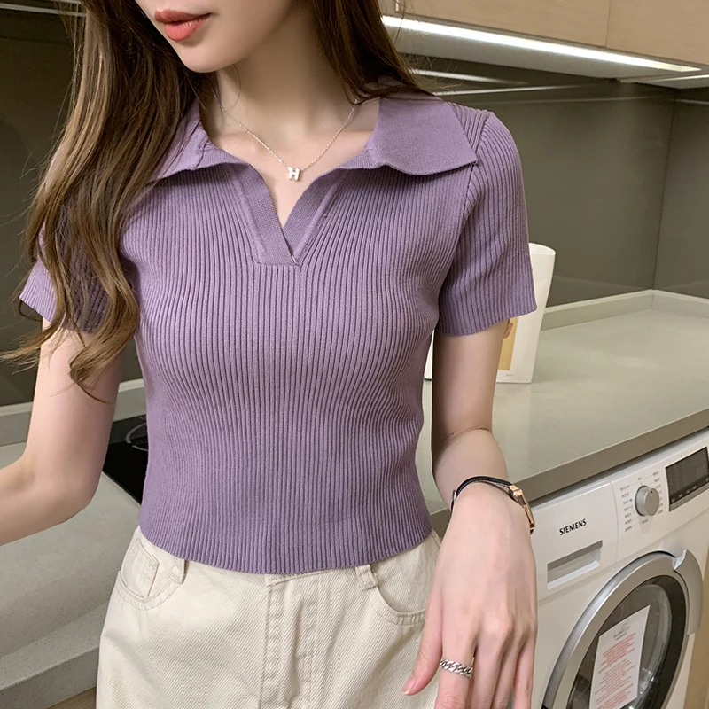 

New Thin Summer Top Sexy T Shirt Women Elasticity T-Shirt Korean Style Woman Clothes Slim Tshirt Female Casual Short Sleeve Tops