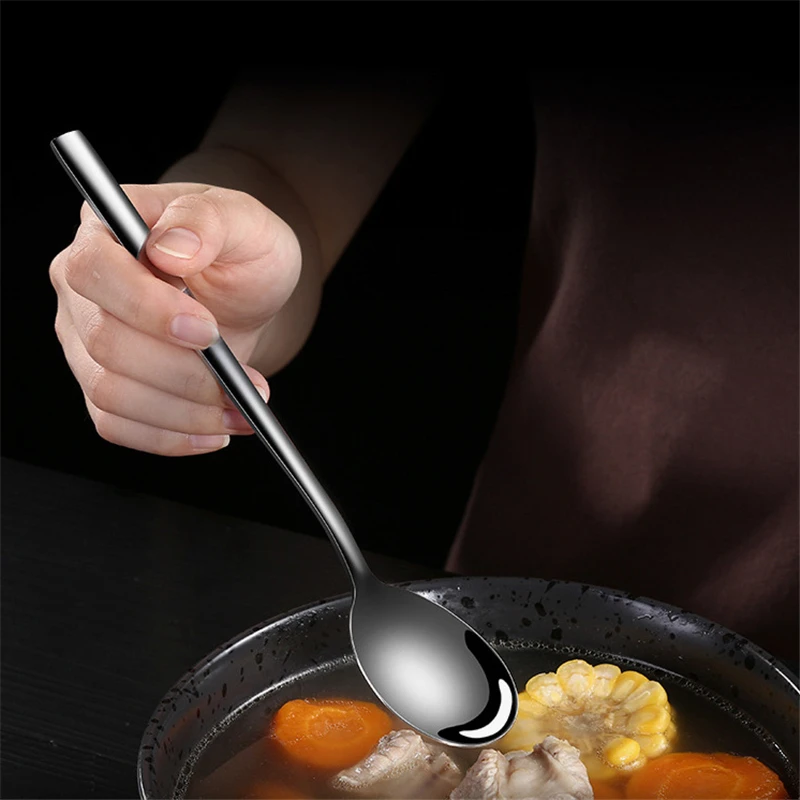 Набор серебряных изделий ложка с длинной ручкой для риса из нержавеющей стали столовые приборы кухонные