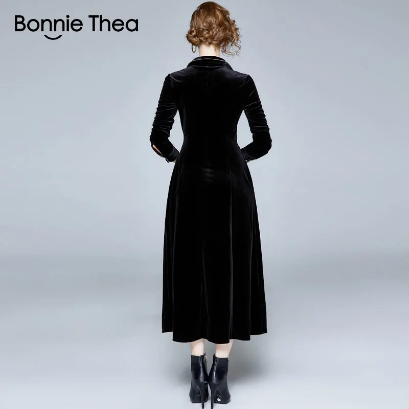 Женское бархатное платье Bonnie Thea черные вечерние платья в европейском и