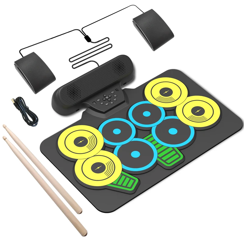Портативный электронный барабан 9 цифровых подкладок набор силиконовых