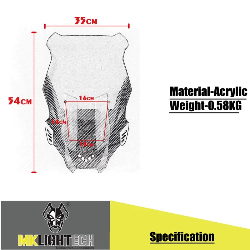 

MK LIGHTECH Motorcycle Accessories Windscreen Windshield Deflector Wind Screen Shield For ADV 150 ADV150 2019 2020