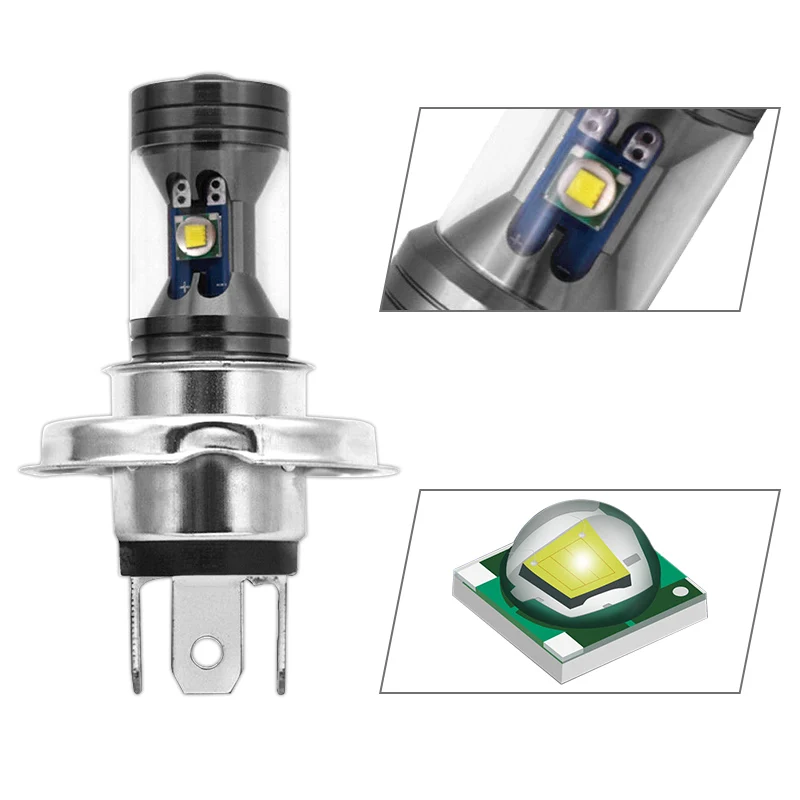 1 шт. светодиодная лампа для мотоциклетных Фар H4 9003 BA20D HID 6500K Moto P15D 30 Вт |