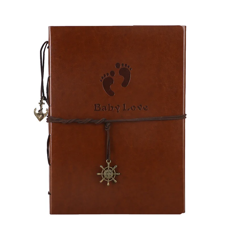 

Photo Album Vintage Leather Scrapbook Picture Album DIY Scrapbooking Self Adhesive Memory Guest Book Wedding Family Album Gift