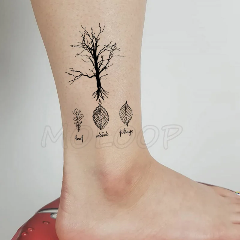 Waterproof Temporary Tattoo Stickers Withered Tree Leaves Small Size Tatto Flash Tatoo Fake Tattoos for Man Girl Women | Красота и