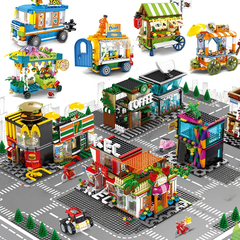 City Street View Mininature совместимый пищевой магазин розничный кафе ресторан