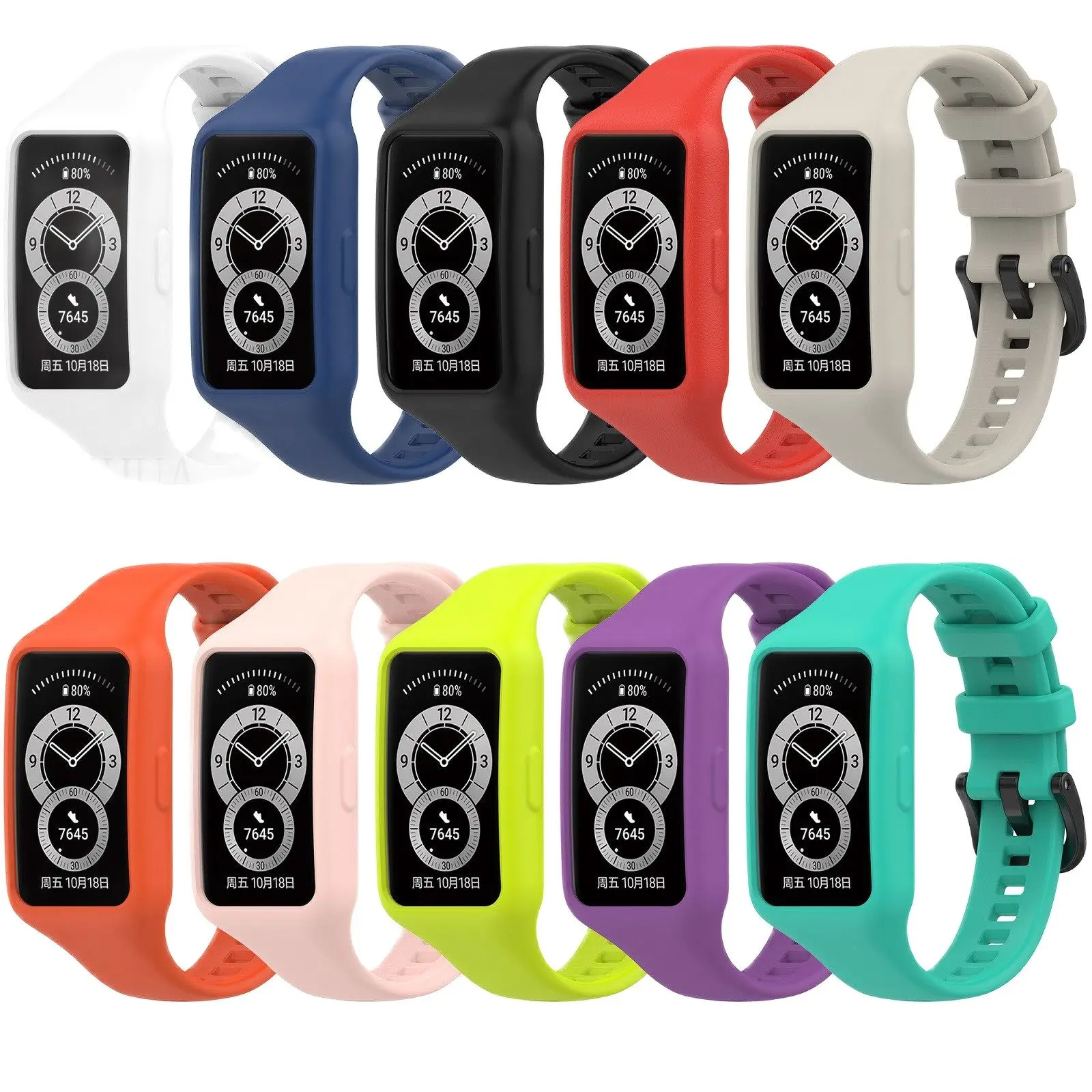 Ремешок для смарт-часов Huawei Band 6 силиконовый цветной сменный