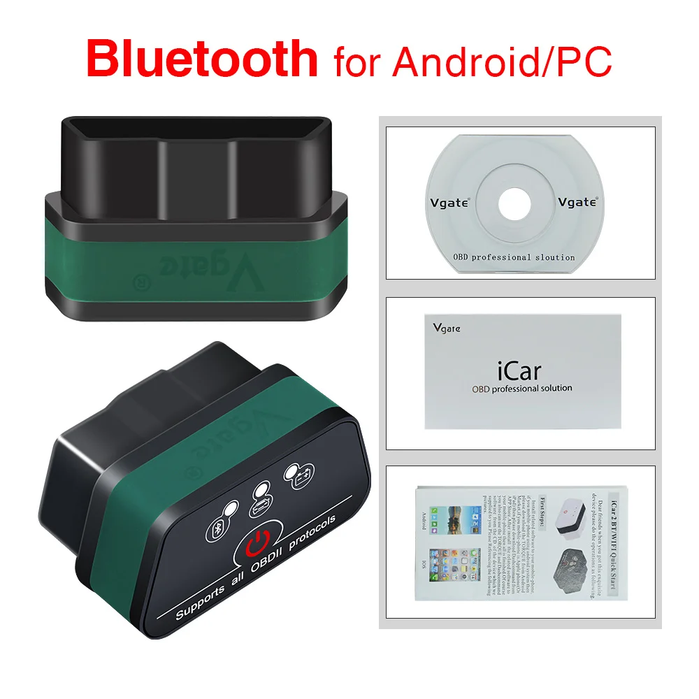 iCar2 bluetooth Vgate iCar2 ELM 327 Автомобильный диагностический OBD OBD2 сканер Bluetooth адаптер elm327 odb2 OBDII считыватель кодов PK elm327 V1.5 PIC18F25K80 - Цвет: iCar2 bluetooth