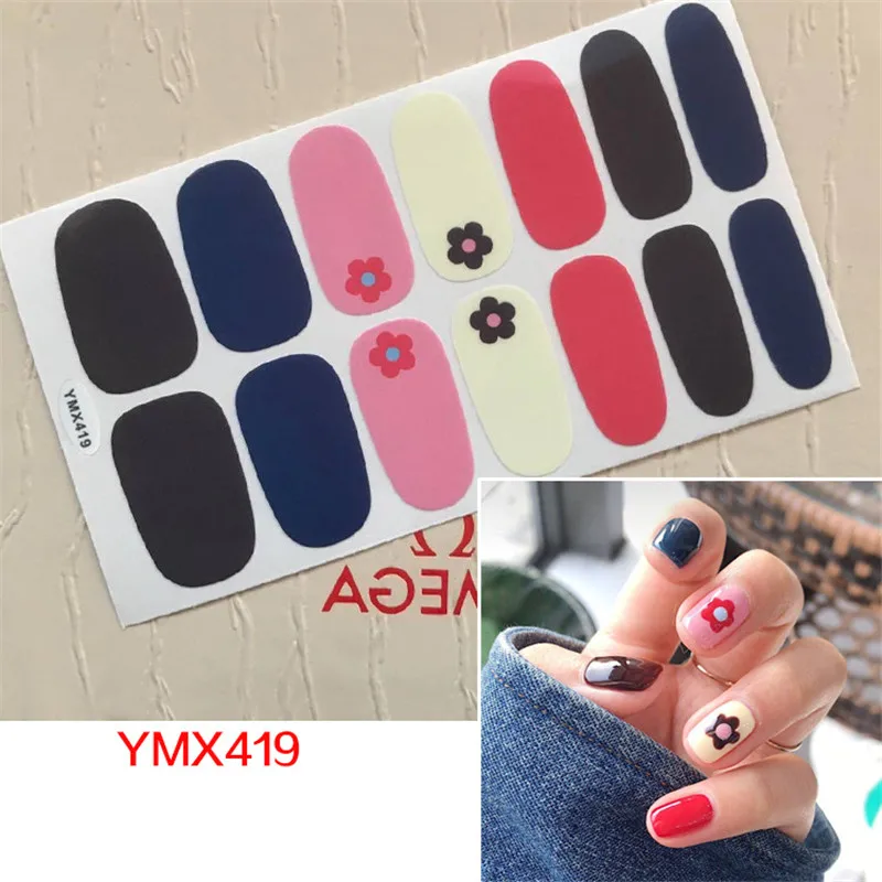14 подсказок/Лист Модный Полный Чехол лак для ногтей Обертывания клейкие наклейки