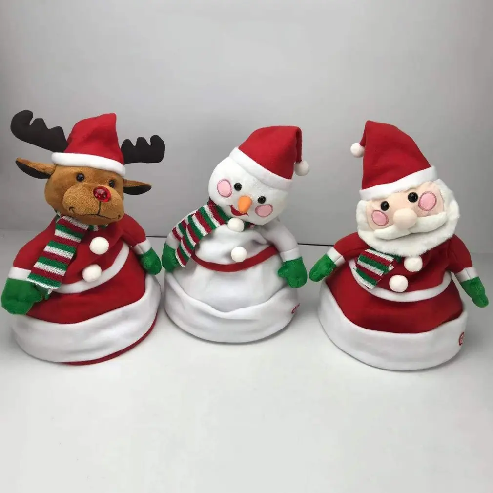 

Электрическая Музыкальная Рождественская игрушка с рождественской шапкой, поющие и танцующие рождественские игрушки, рождественские элек...