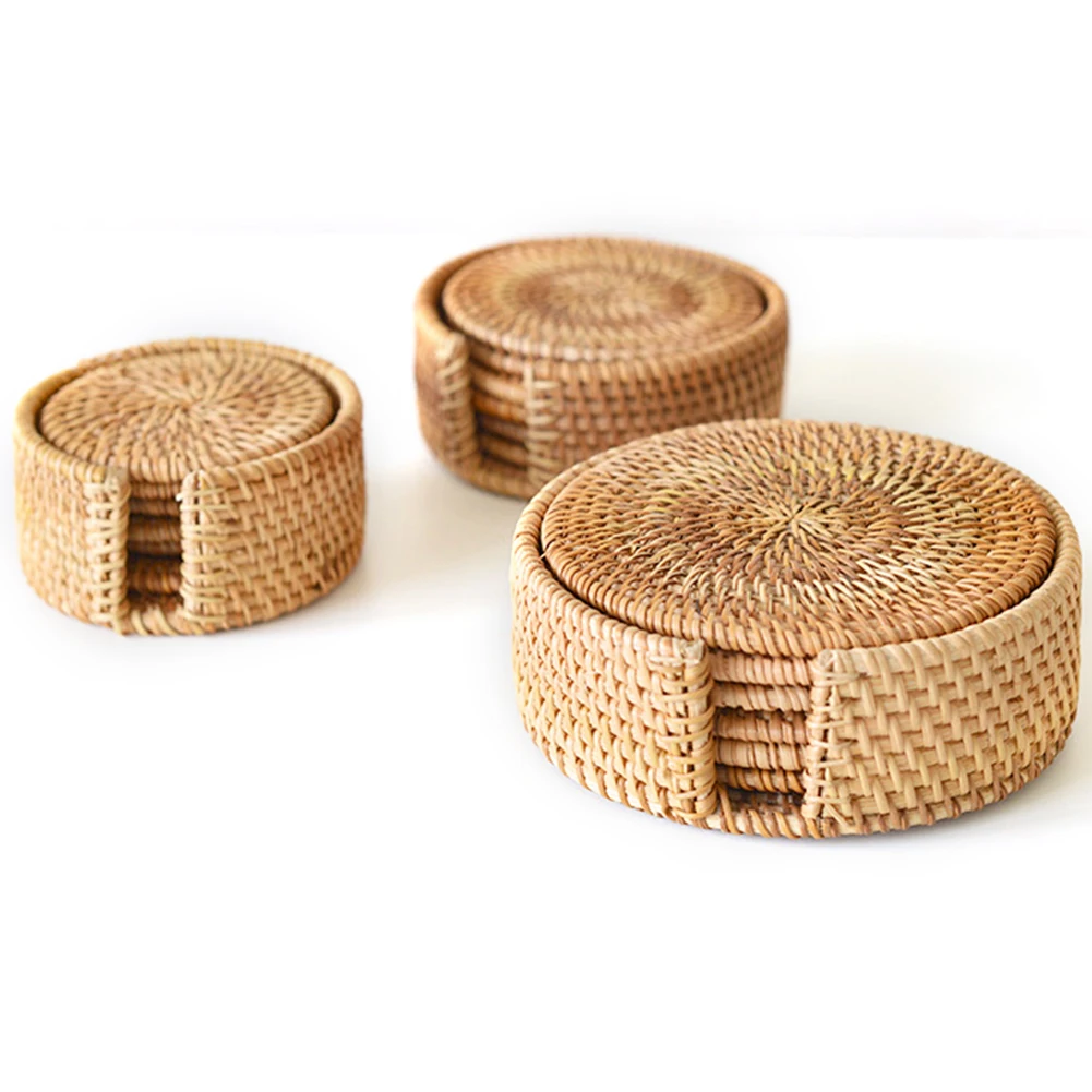 

Round Table Cushion Hand-Woven Good Quality Vietnamese Rattan Coaster Potholder Bowl Pad Teapot Mat Placemat Tea Ceremony