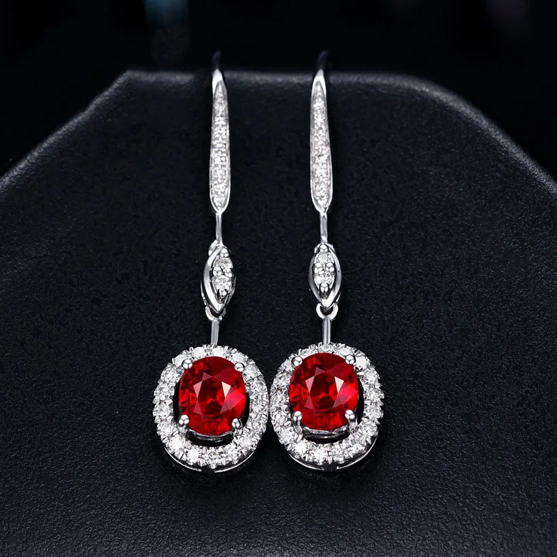 Роскошные женские серьги из серебра 925 пробы с цирконом красные синие зеленые