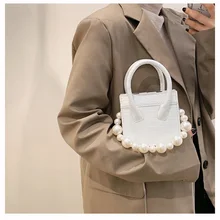 Oeak Pearl Handle Super mini PU Leather Crossbody Bag For Women 2021 Stone Pattern Female Shoulder Bags Travel Handbags