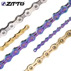 Цепь ZTTO для горного велосипеда 9S, 11 скоростей, золотистая, цветная, цепь для дорожного велосипеда для 10, 12, с серебристыми звеньями