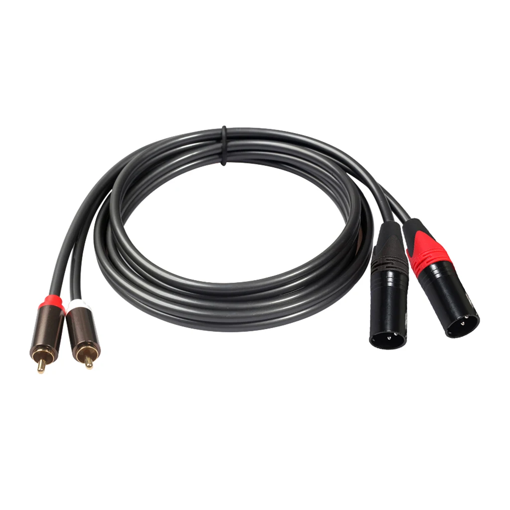 

2Black-2Pack - Pair of Premium 5 Foot XLR Male to RCA Male Audio Patch Cables -