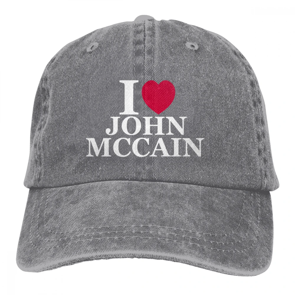 I Love John McCain Кепка черная Унисекс Мужская Женская джинсовая бейсболка с ремешком