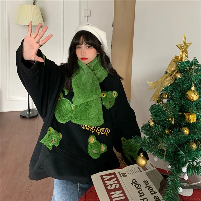 Пуловер с капюшоном лягушки свитшот для мужчин уличная японская одежда в стиле