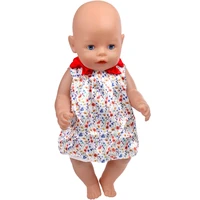 43 cm boy american dolls clothes satin printed red bow dress skirt childrens toys fit 18 inch girls doll gift f360