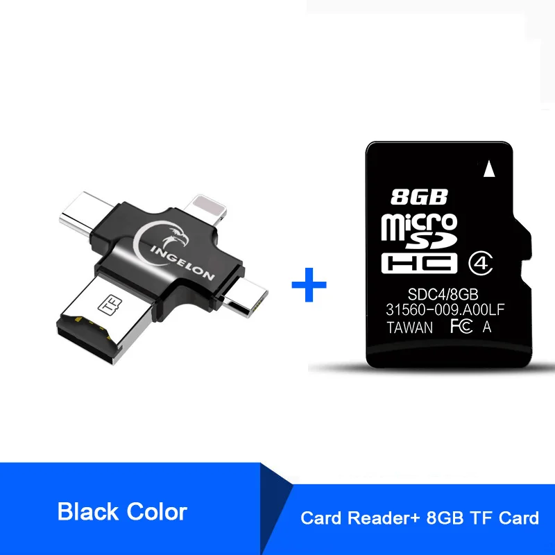 Micro SD ридер Microsd разъем с TF смарт-карты 8 Гб адаптер для iphone ios и Android телефонов OTG карт памяти ридер дропшиппинг - Цвет: B-4in1Reader Plus 8G