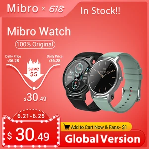 original mibro air smart watch men women sport ip68 waterproof bluetooth sleep monitor fitness tracker smartwatch for android free global shipping