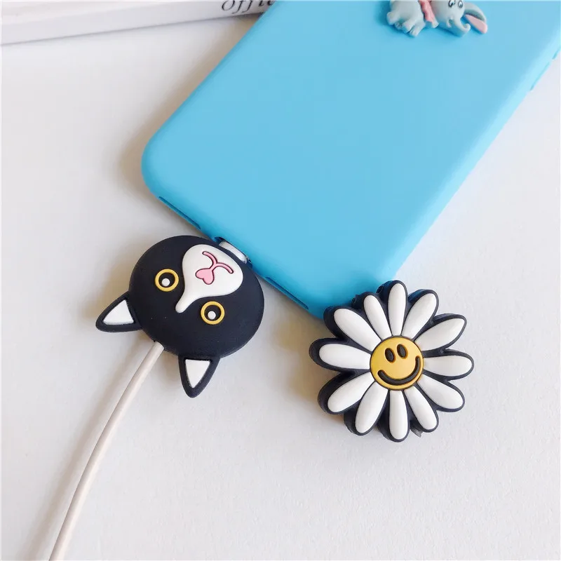 Смешной цветок зарядный кабель Защитная крышка для мобильного телефона USB Смарт