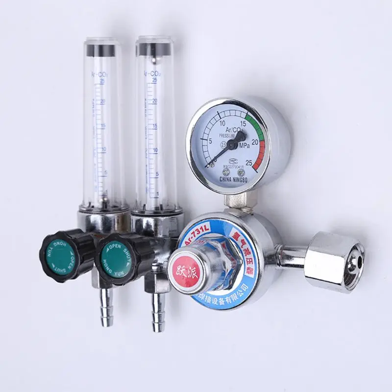 

AR/CO2 Regulator Welding Weld Dual Backpurge 25 MPa Mig Flow Meter Gas Argon Pressure Reducer