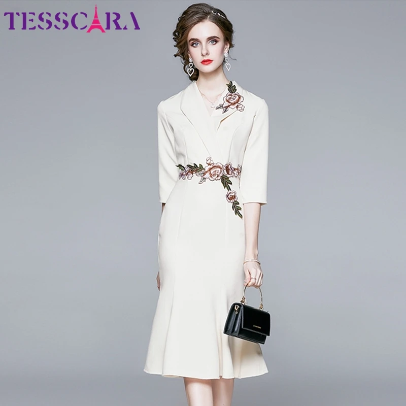 Женское осеннее элегантное платье TESSCARA женское праздничное высокого качества