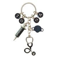 enamel keychain key ring stethoscope medical syringe mask style hospital nurse award birth year jewelry anniversary gift