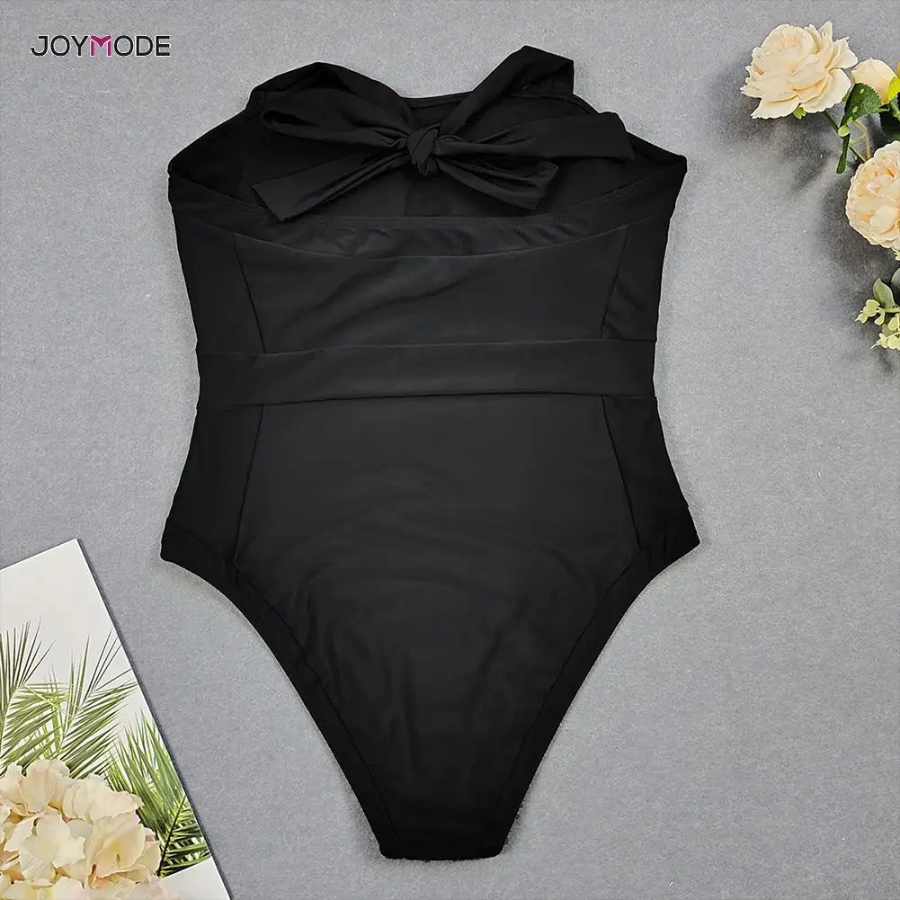 Новинка женский слитный купальник JOYMODE для девушек в горошек на бретельках с