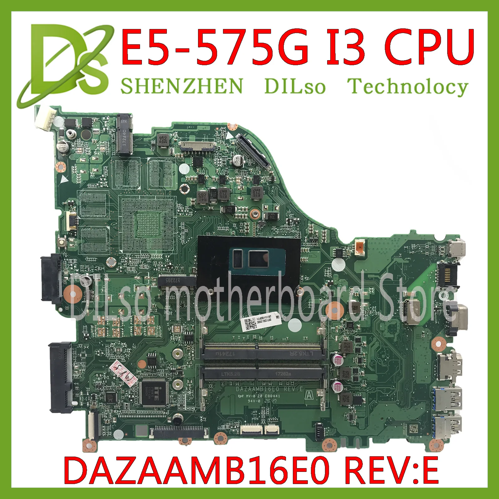 

KEFU E5-575G Mainboard For Acer Aspire E5-575 E5-575G E5-574 F5-573 Motherboard I3 CPU DAZAAMB16E0 Test original 100%