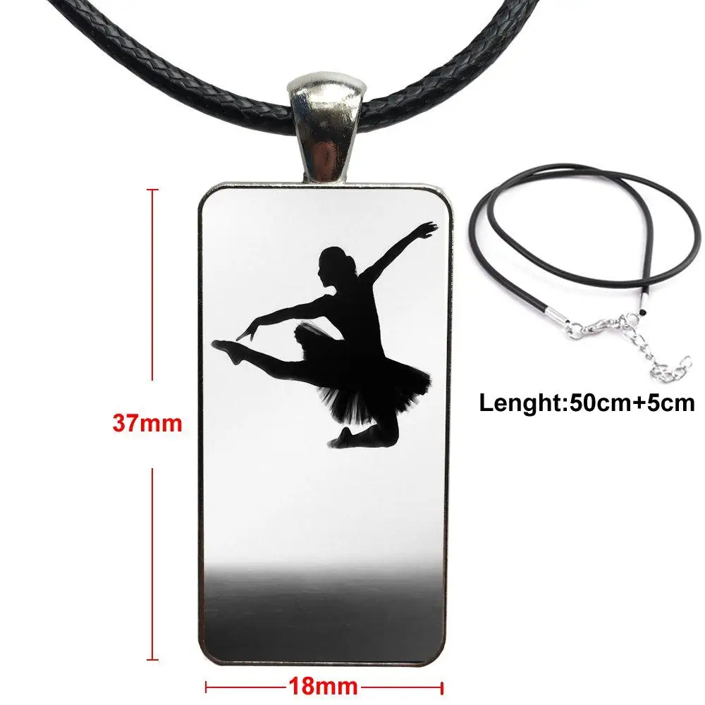 

Glass Pendant Necklace Handmade Half Pendant Rectangle Necklace For Women Ashley Rose Ballerina Sketching