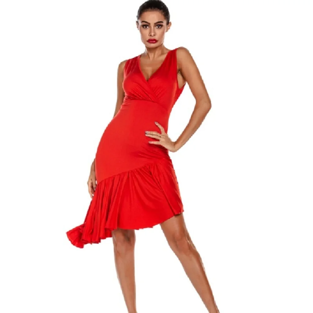 Женское облегающее платье для латиноамериканских танцев красное винтажное