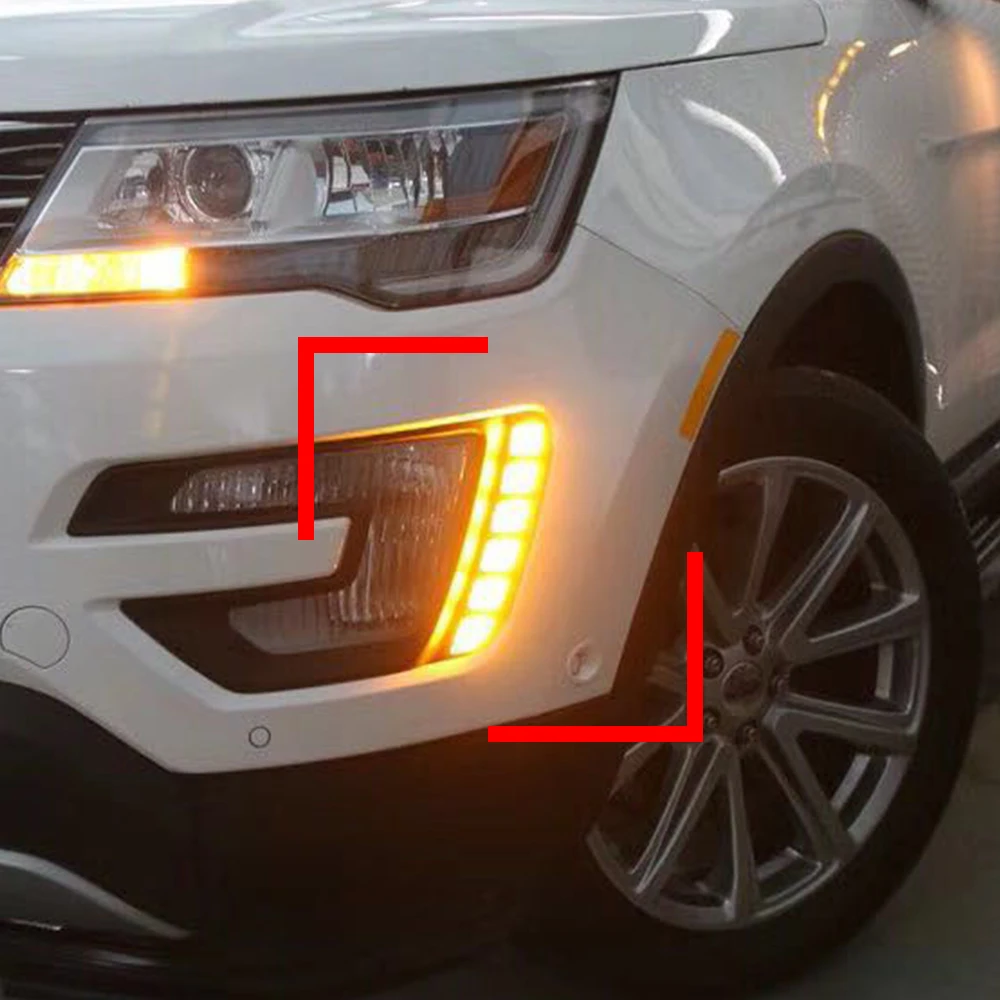 Автомобильная проблесковая 2 шт. для Ford Explorer 2016 2017 2018 с желтым сигналом поворота