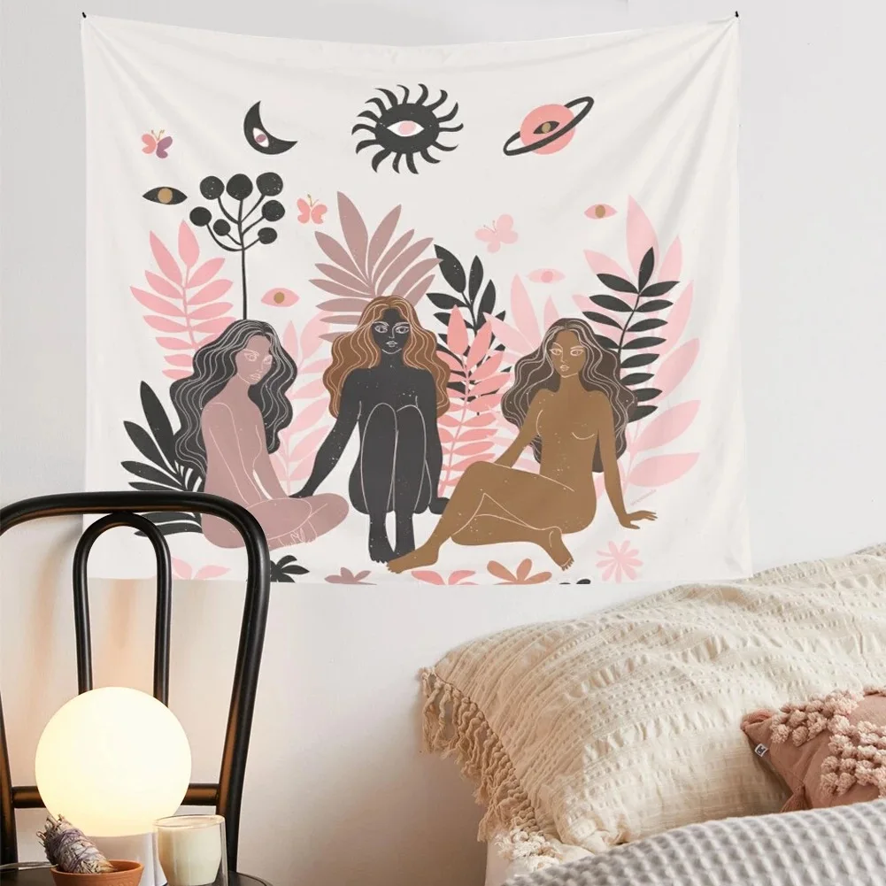 Абстрактные психоделические гобелены солнце и луна цветок гобелен с