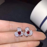 natural ruby 4mm5mm wedding earring design real fine jewelry for wife anniversary gift