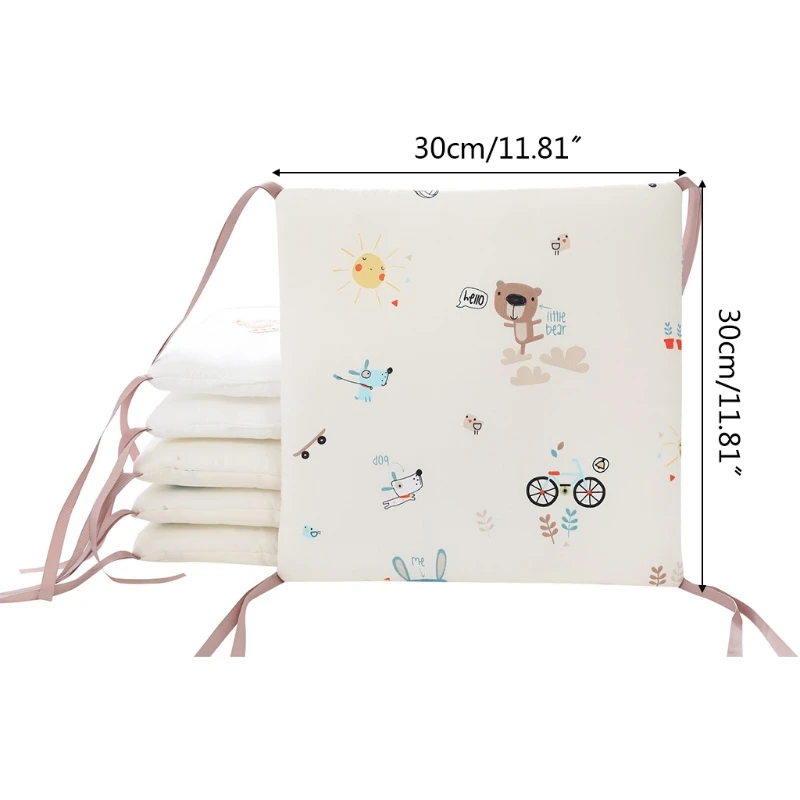 

T5EC 6 Pcs Baby Soft Cotton Crib Bumper Newborn Bed Cot Protector Pillows Infant Cushion Mat Nursery Bedding