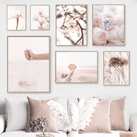 nordic home decor canvas painting flowers fashion pink waves scandinavian posters and prints wall pictures for living room