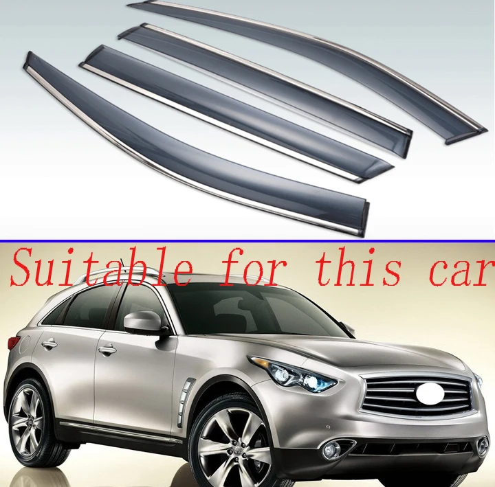 

Для Infiniti FX35 FX37 FX50 FX-Class S51 2008-2013 пластиковый Наружный козырек вентиляционных оттенков оконный Защита от солнца дождя 4 шт.