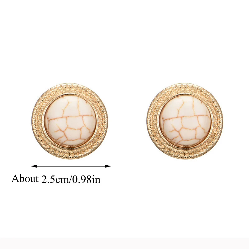 Модные большие серьги-гвоздики с мраморным опалом винтажные круглые